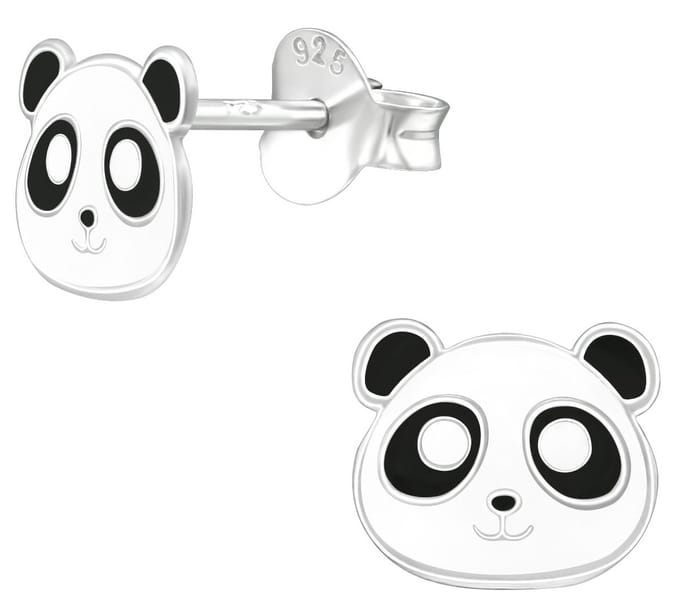 Joy|S - Zilveren panda oorbellen - 7 x 6 mm