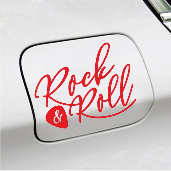 Bumpersticker - Rock & Roll - 11,4 X 14,8 - Rood
