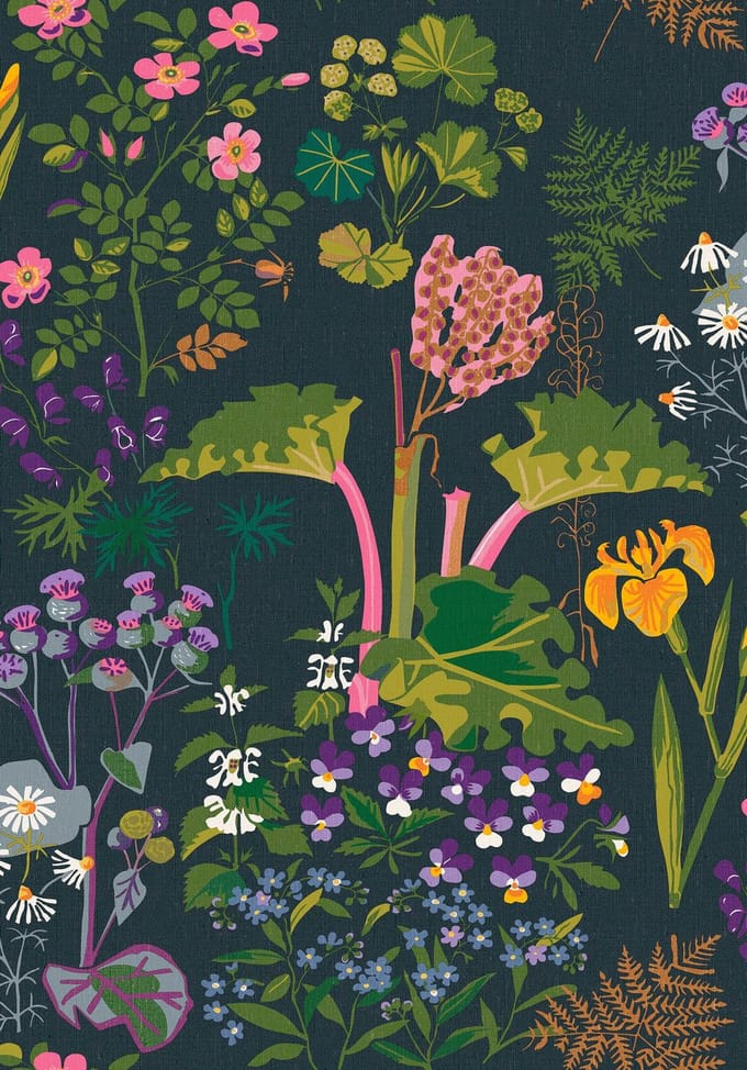 Boråstapeter Vliesbehang 1791 - Scandinavian DesignersII - Botanisch Blauw - 53cm x 10.05m