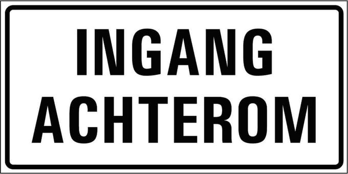 Ingang achterom sticker 400 x 200 mm