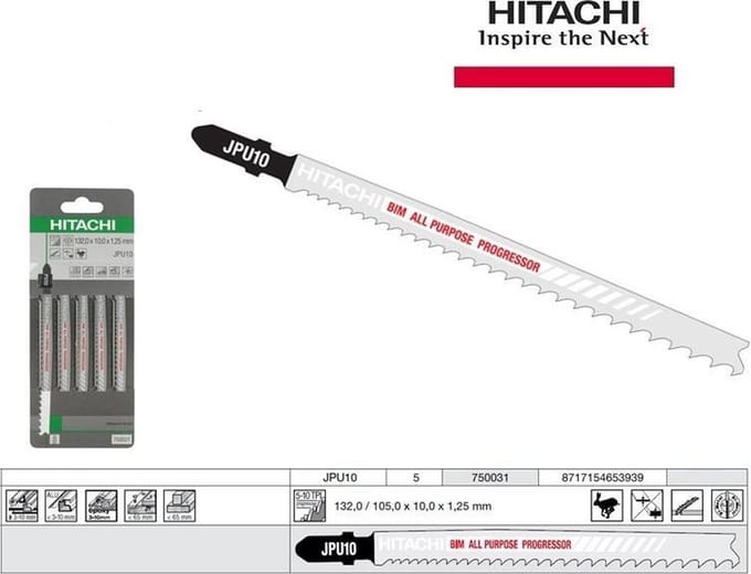 Hitachi Decoupeerzaagbladen JPU10 blister van 5 bladen