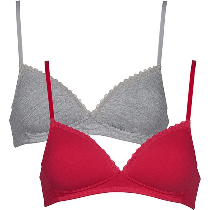 My Basic - Comfy grijze en roze katoenen bh's zonder beugel