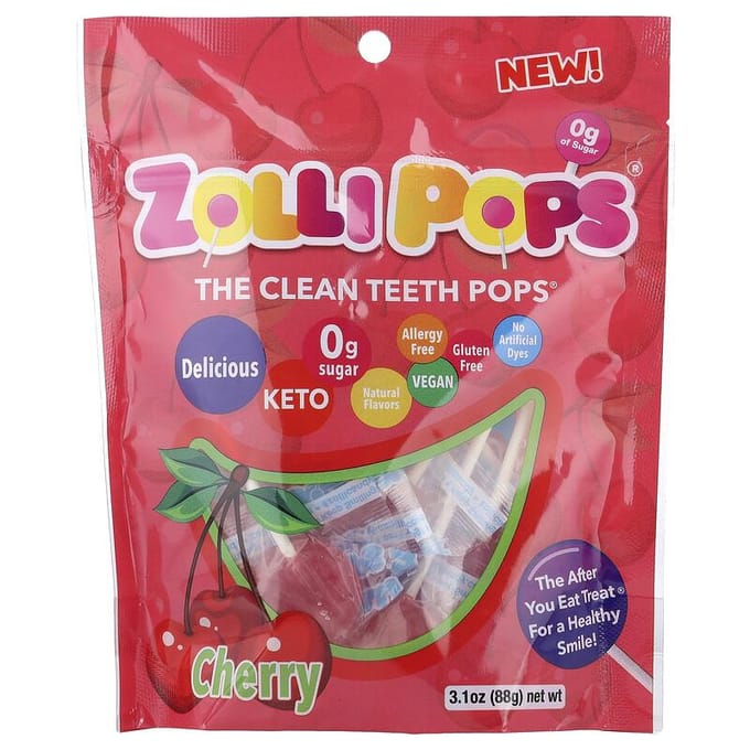 De Clean Teeth Pops®, Kers, 3,1 oz (88 gram)
