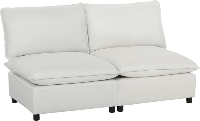 HOMCOM Loveseat-Kunstleer, Schuim-146L x 85B x 78H cm-Grijs