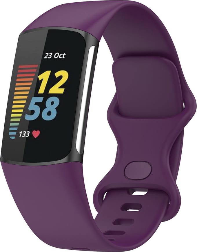 KELERINO. Siliconen bandje geschikt voor Fitbit Charge 5 - Paars - Small