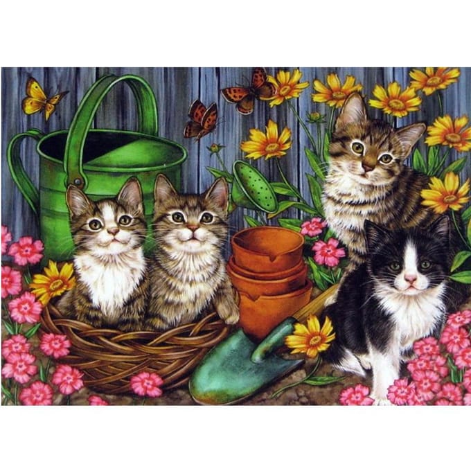 Peinture de diamant d'animal 5D à faire soi-même, broderie complète de chaton rond 20X30CM gray