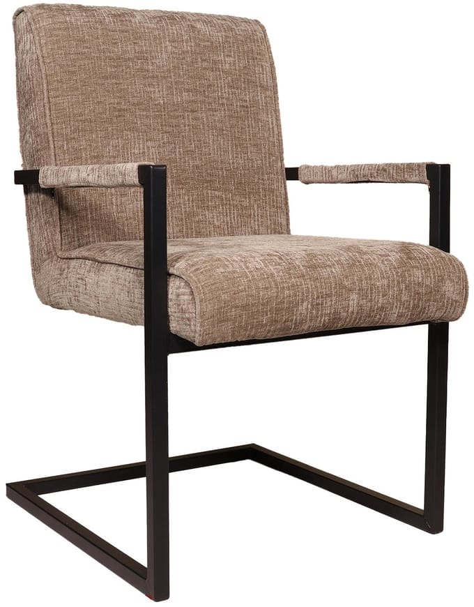 Eetkamerstoel taupe chenille Milan eetstoel zetel