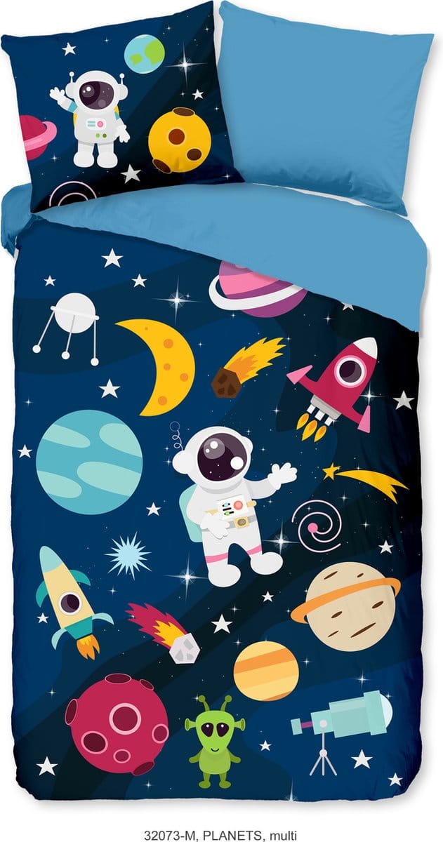 Pure dekbedovertrek planeten / ruimte - 1 persoons 140x200/220 cm - Multi - Microvezel