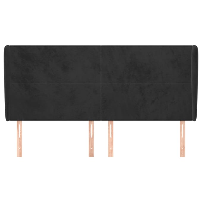 vidaXL - Hoofdbord - met - randen - 183x23x118/128 - cm - fluweel - zwart