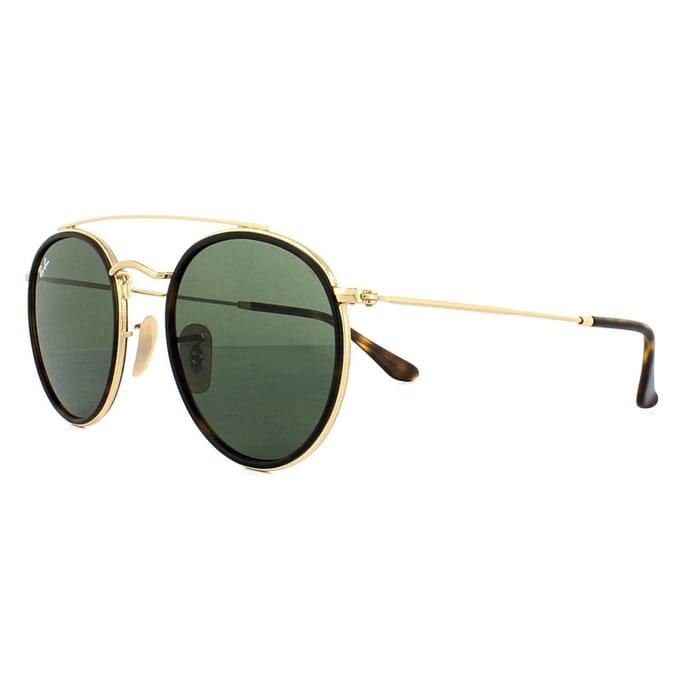 Ray-Ban Zonnebril Ronde Dubbele Brug 3647n 001 Goud Groen