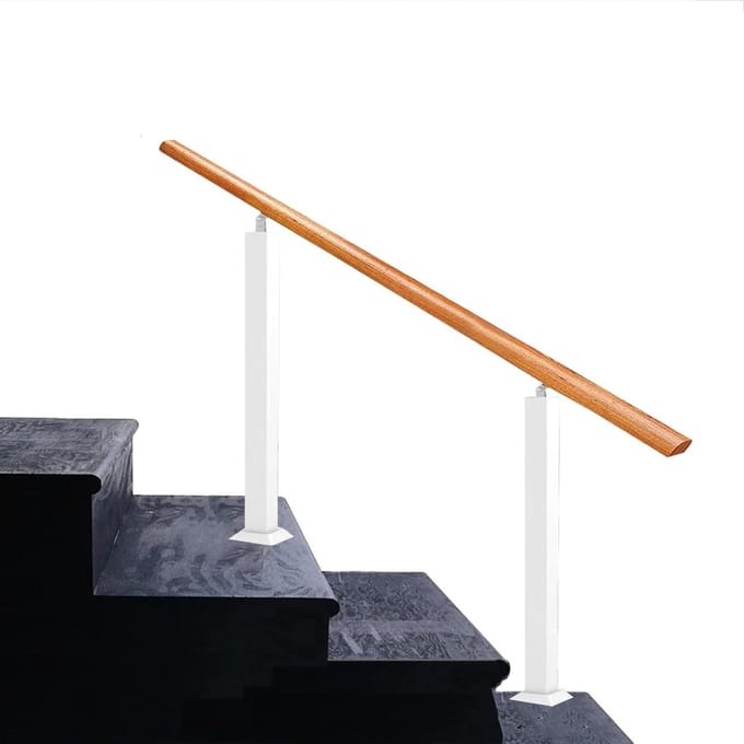Buitentrapleuning - Smeedijzeren leuning - Veilig traplopen - Verstelbare hoek - H 90 cm - Wit