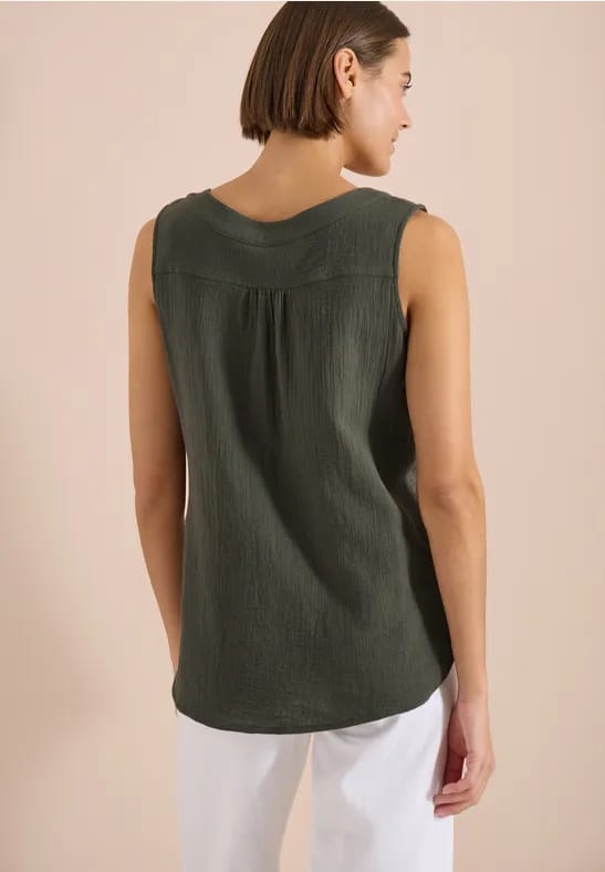 Blousetop met V-hals van mousseline