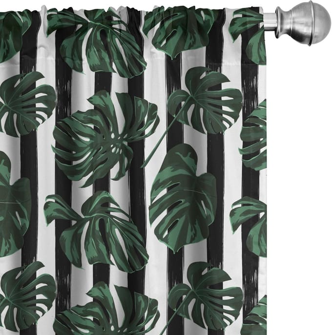 ABAKUHAUS Junglebladeren gordijnen – 2x75x175 cm – microvezel, halfschaduw