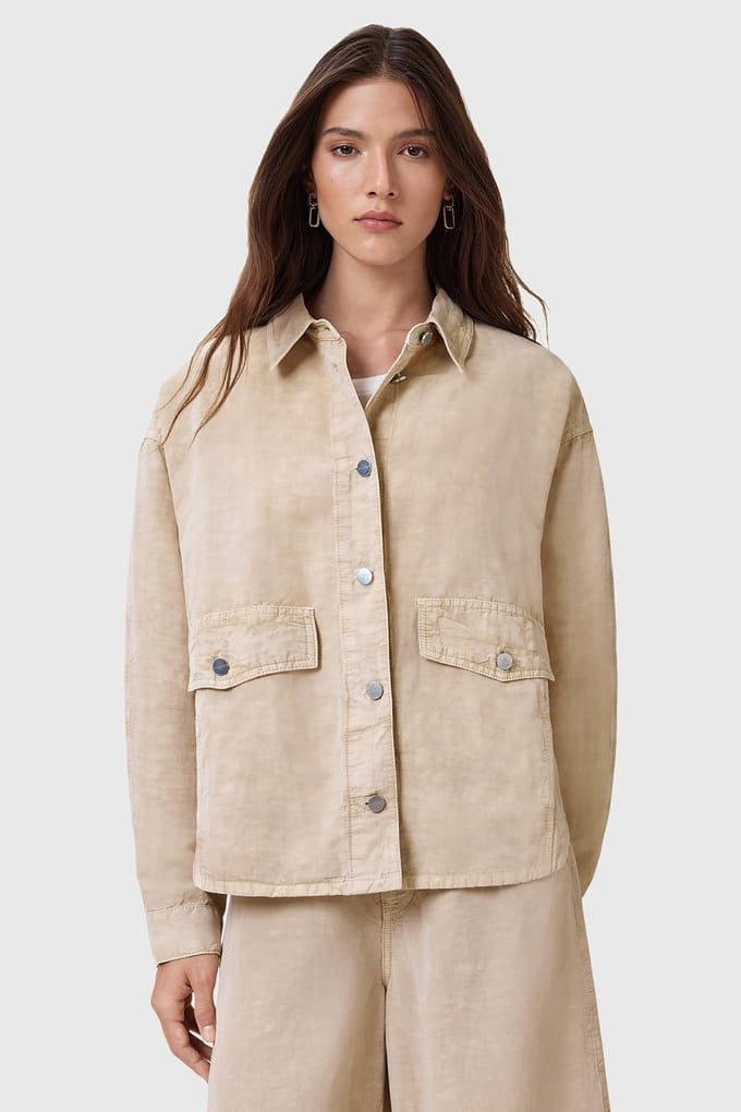 AllSaints Hettie Shacket Sand Brown Taglia: XS | Sovracamicie Outlet | Donna | Marrone