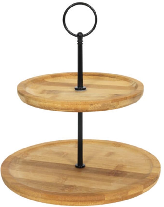 Svenska Living Etagere 2-laags - bamboe hout - 16 x D22 cm