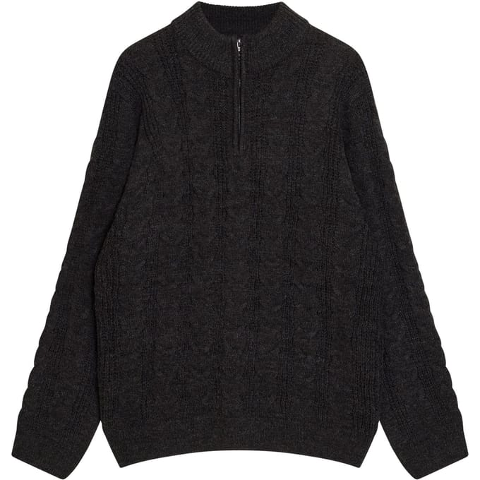 French Connection Half Zip Cable Charcoal Mel Taglia: S | Maglioni a maglia Outlet | Uomo | Nero