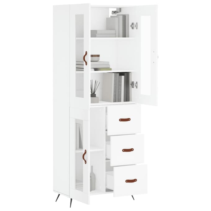 vidaXL - Hoge - kast - 69,5x34x180 - cm - bewerkt - hout - wit