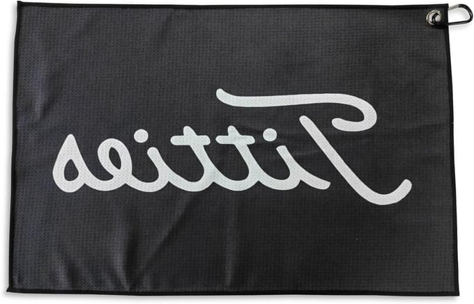Golfhanddoek - Microvezel handdoek - Golfbaan - Magnetische houder - 60 x 40 cm - Zwart