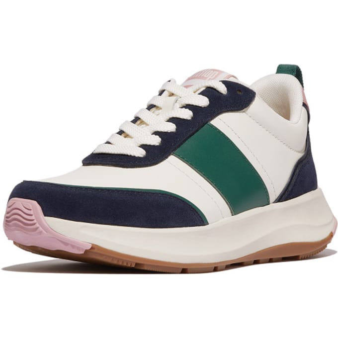 FitFlop F-Mode Flow Sneaker - Leather & Suede Mix BLAUW - Maat 37