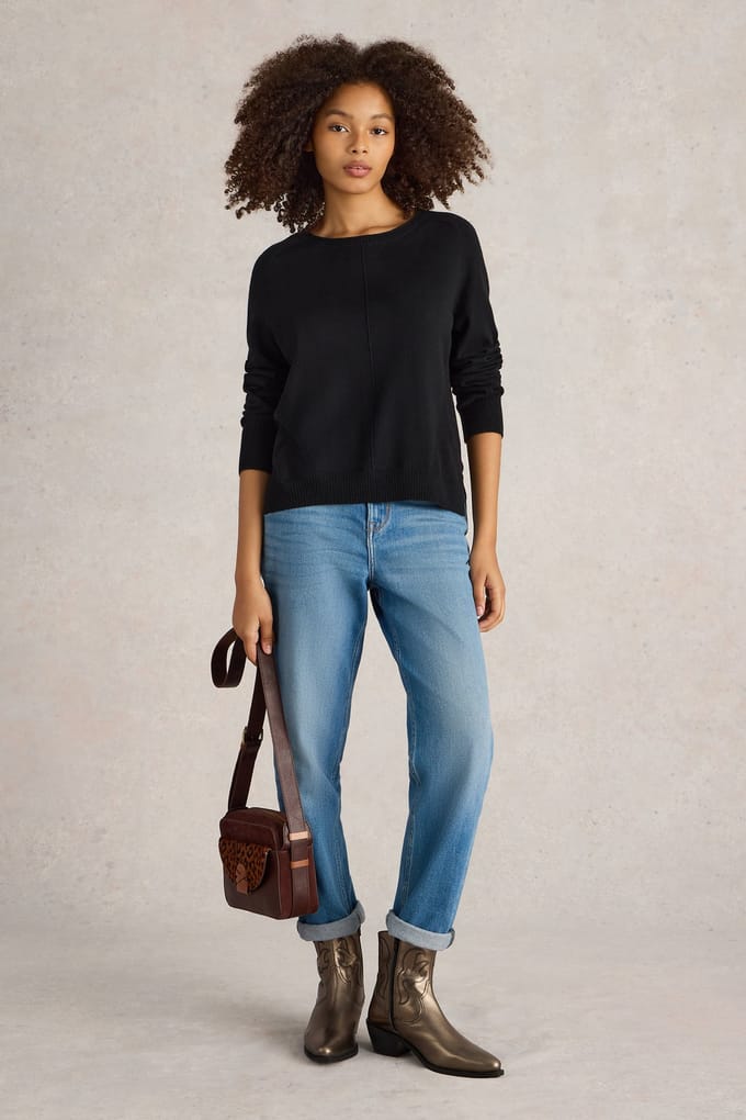 White Stuff City Jumper Pure Black Größe: 8 | Strickpullover Outlet | Damen | Schwarz