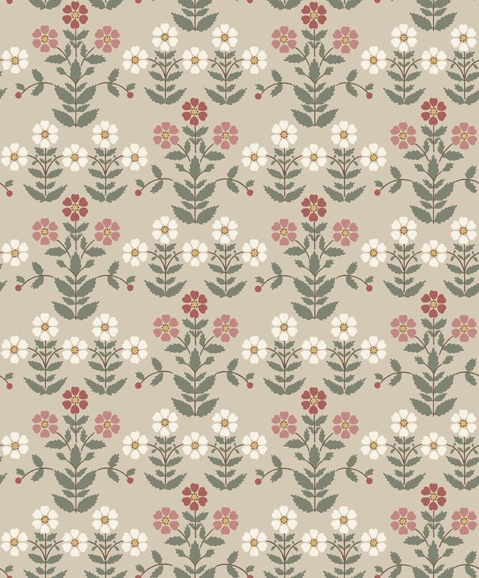 Boråstapeter Vliesbehang 4810 - New Heritage - Bloemen Rood - 53cm x 10.05m