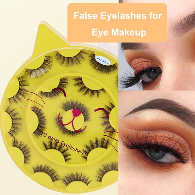 Faux cils 3D cils épais et bouclés 10 paires jaune