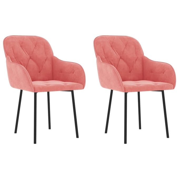 vidaXL - Eetkamerstoelen - 2 - st - fluweel - roze