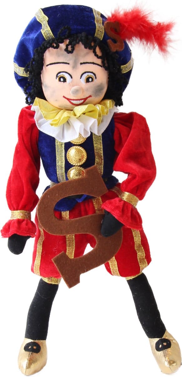 Roetveeg Pietenpop, met chocoladeletter, 40 cm