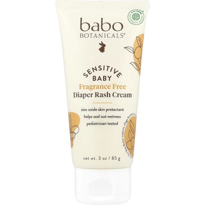 Babo Botanicals, Sensitive Baby, Diaper Rash Cream, Fragrance Free, 3 oz (85 g) white