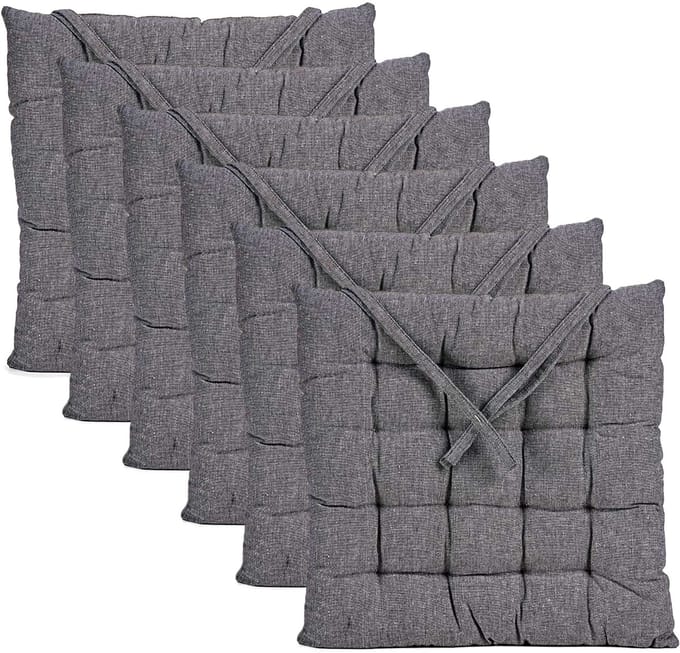 Giftdecor Stoelkussen Decorama - 6x - binnen/buiten - donkergrijs - 40 x 40 x 5 cm - polyester