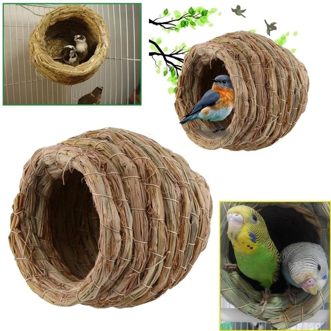 Vogel Papegaai Handgeweven Stro Kooi Dieren Hamster Papegaai Uitkomen Broedgrot beige