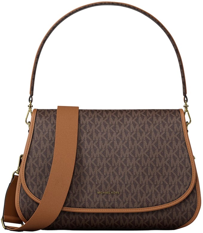 Michael Kors Holmes Medium Schoudertas Dames - Leer - Bruin/AcDonker Groenn