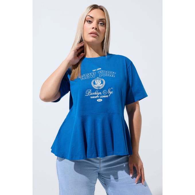 Limited Collection Blauwe Sportieve Peplumtop Size 44