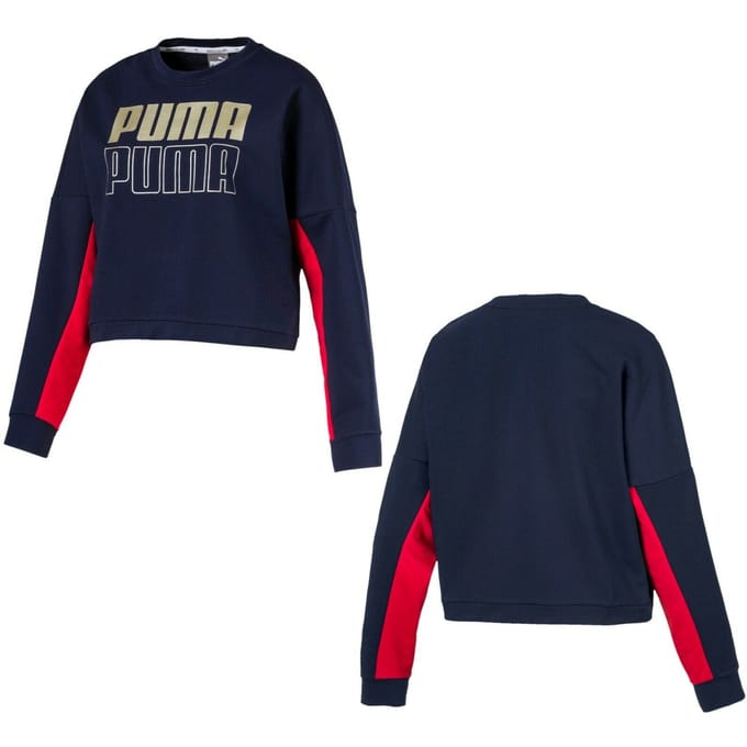 Puma Sport Womens Cropped Navy Sweatshirt