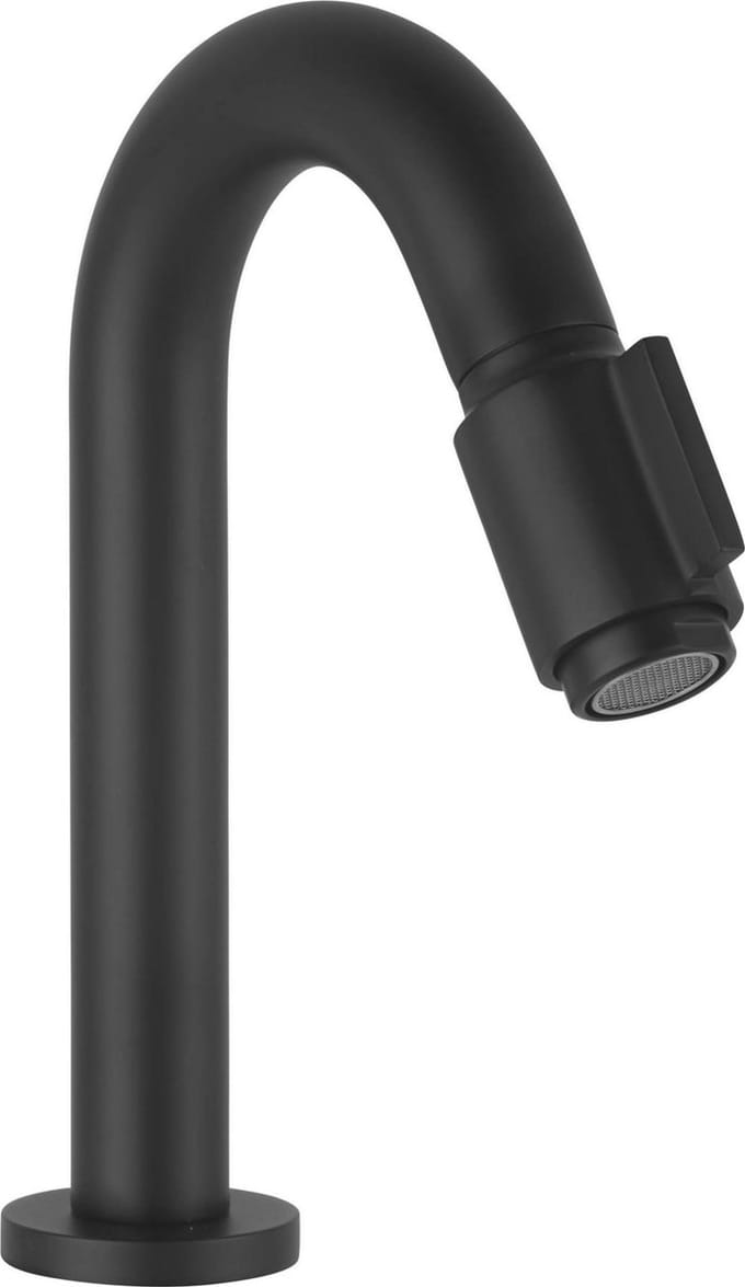 Fonteinkraan - 18.90 cm - met C-uitloop Mat Zwart - Toiletkraan - Koudwaterkraan - WC Kraan