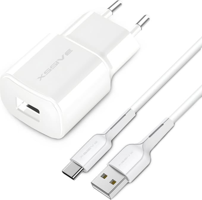 USB Adapter met USB-C Kabel - 1 Meter - 5V/1A - Universeel voor o.a Telefoon, Koptelefoon, Draadloze Oortjes, Controller