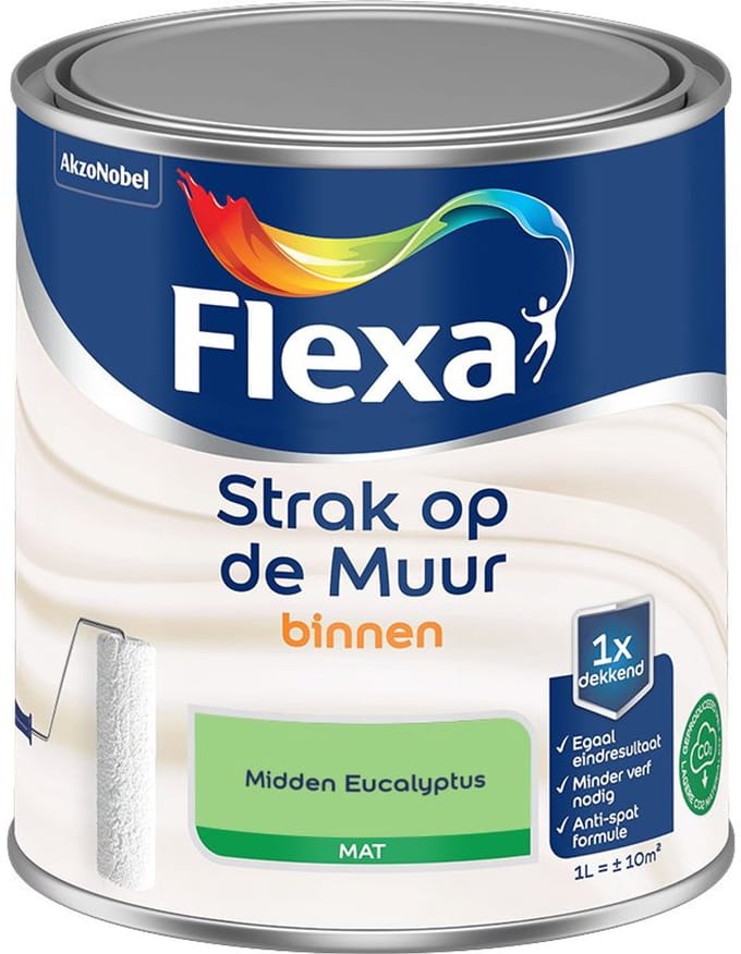 Flexa - Strak Op De Muur Binnen Mat - Midden Eucalyptus - Mengverf - 1 L