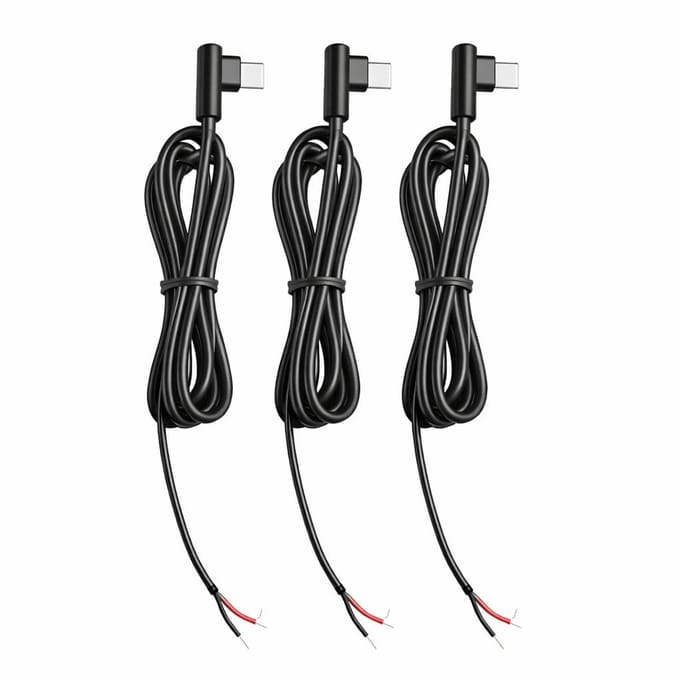 3 stuks, 100 cm, 20 AWG, USB Type-C pigtail-kabel met open uiteinde voor doe-het-zelf projecten, verlichting en led-ventilatoren, 5 V, 3 A