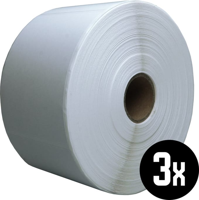 DULA Compatible Zebra Labels 57x76mm - 930 etiketten per rol - kern 25mm - Wit - Permanent - 3 rolle