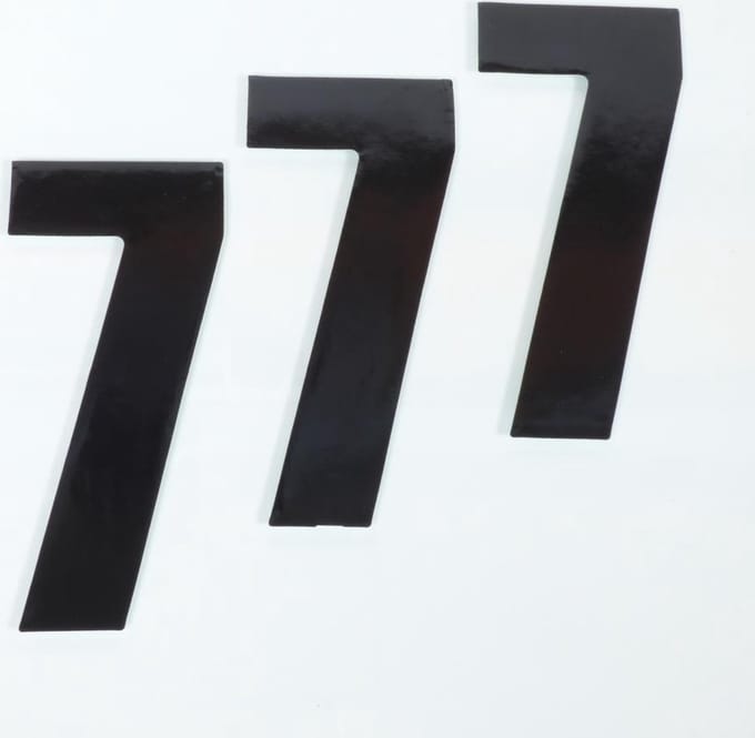 pak van drie stickers race nummer 7 zwart 160x75mm voor motor cross