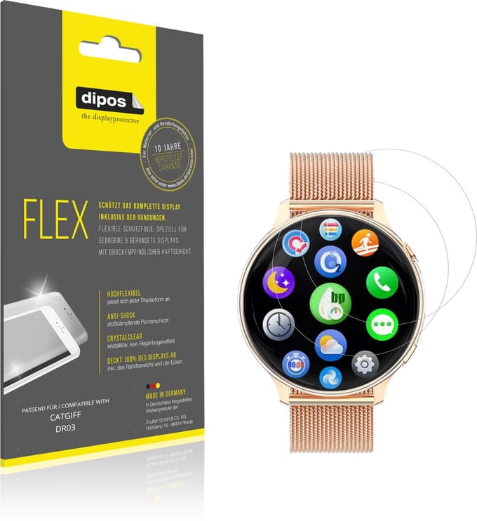 dipos – 2x Beschermfolie geschikt voor CATGIFF DR03 | 3D Full Cover Screenprotector | 100% Passend