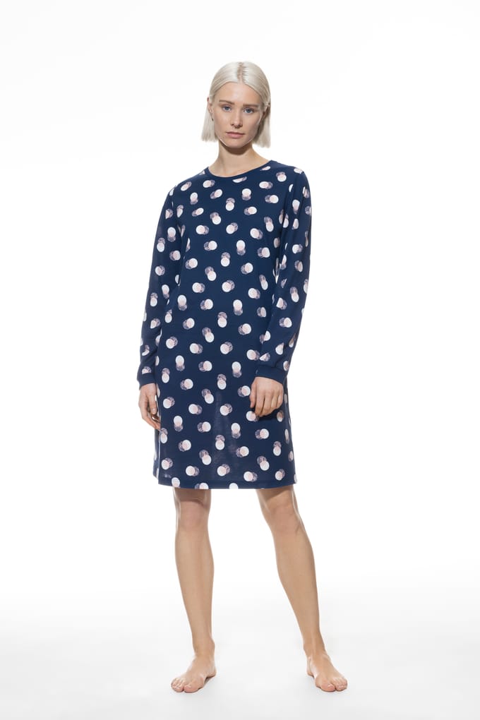 Nachthemd Serie Scribbled Dots Deep Marine