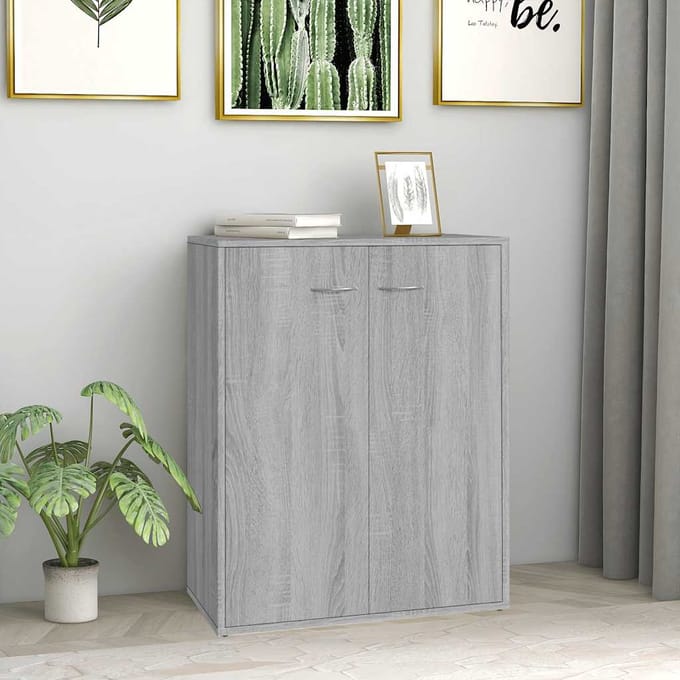 vidaXL - Dressoir - 60x30x75 - cm - bewerkt - hout - grijs - sonoma - eikenkleurig