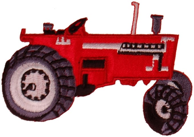 Strijkapplicatie/Patch - Trekker Tractor Rood - 7,5x4cm