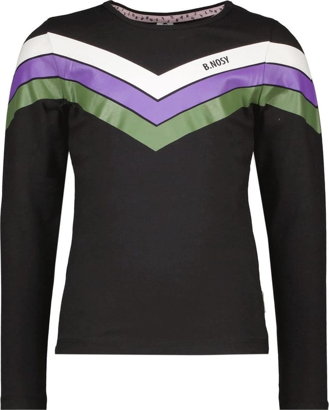 Meisjes shirt V strepen - Zwart