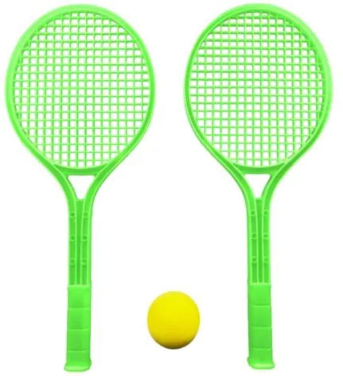 Tennis Set Kunststof 2 Rackets + Bal Groen