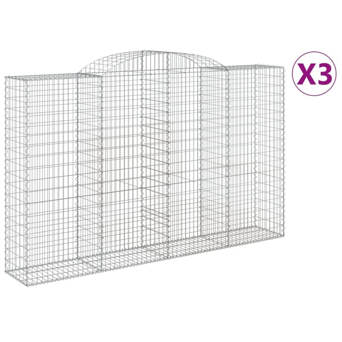 vidaXL - Schanskorven - 3 - st - gewelfd - 300x50x180/200 - cm - ijzer