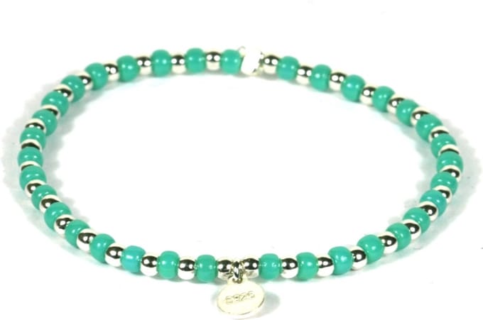Heaven Eleven - Dames - armband - 925 - zilver - turkoois - turquoise - 2mm - 16,5cm