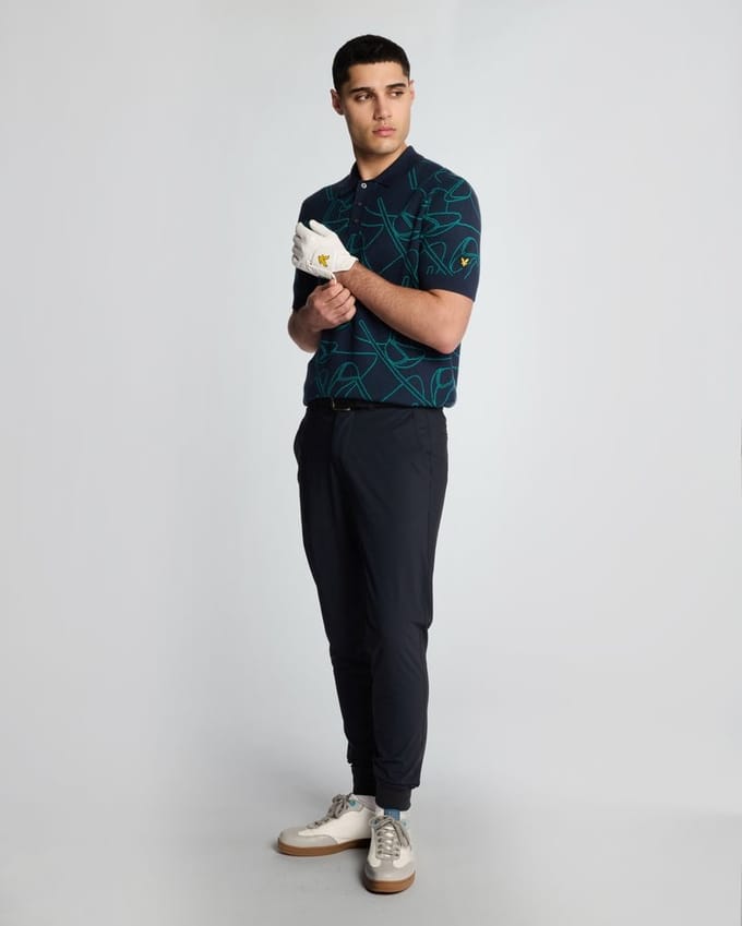 Lyle & Scott Golf Outline Gebreide Poloshirt - Marineblauw