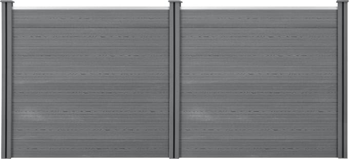 HKC Schuttingpaneel met palen grijs 165x314 cm